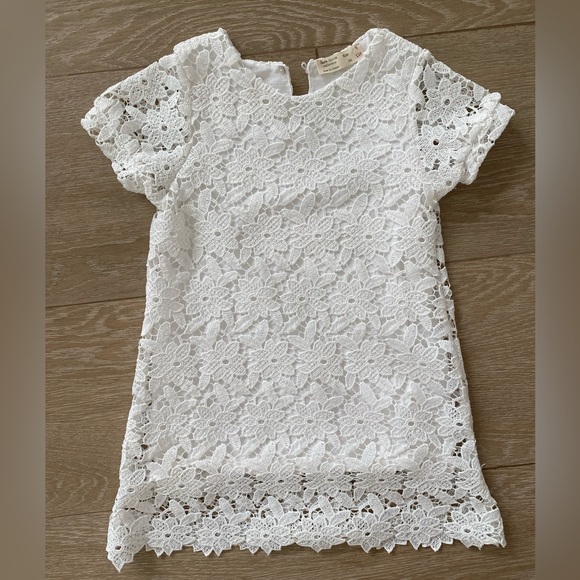 Zara Dresses Zara Girls Dress White Floral Lace Knitted Design Short Sleeve Size 6 Poshmark